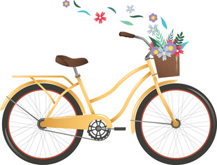 Fototapeta na wymiar Bicycle with flower basket icon