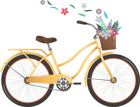 Bicycle with flower basket icon