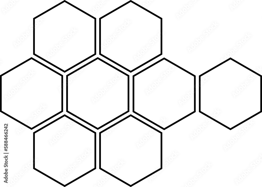 Poster digital composite image of hexagon shape chemical structure