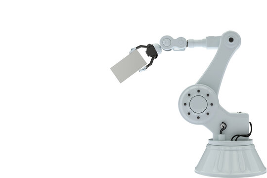 Illustration of robot hand holding placard