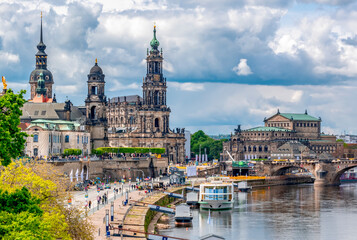 Dresden cityscape and Elbe river, Saxony, Germany