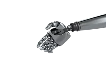 Rolgordijnen Metallic silver coloured robot hand © vectorfusionart