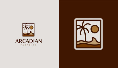 Beach Palm Tree Logo. Universal creative premium symbol. Vector sign icon logo template. Vector illustration