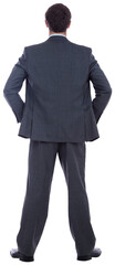 Businessman standing with hands on hips