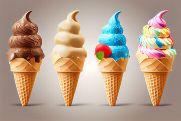 Assorted of ice cream. Generative Ai