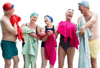 Cheerful senior friends