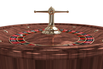 Close up image of 3D wooden roulette wheel