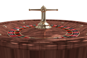 Close up image of 3D wooden roulette wheel