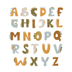 Vector funny cartoon alphabet dinosaurs