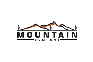 Obraz premium Mountain with Cactus, like Camelback Mount Shape Nature Landscape logo design