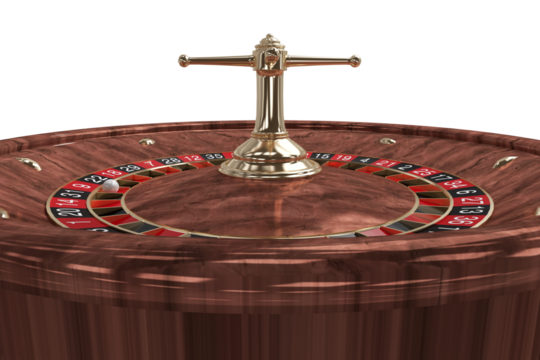 Close up image of 3D wooden roulette wheel