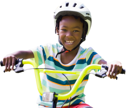 Portrait  of smiling boy riding bicycle - Powered by Adobe