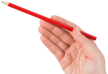 Zelfklevend Fotobehang Hand holding red pencil © vectorfusionart