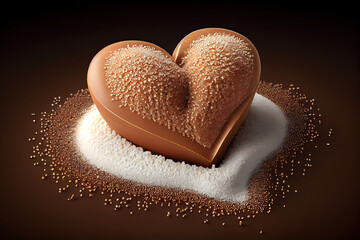 Crackers in shape of heart from linen seeds. Generative Ai