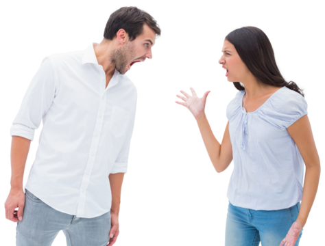 Angry couple shouting at each other
