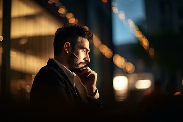 A businessperson on a conference call, bokeh, Non-existent person in generative AI digital illustration, Generative AI