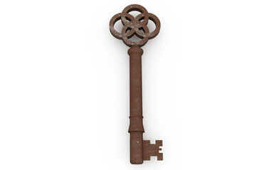 Digitally generated rusty old key