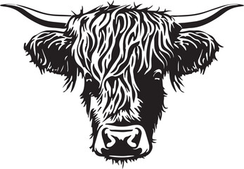 Image of Highland cow, shaggy cow vector Illustration, SVG printed on Printed Glass Basin Splashbacks