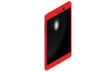 High angle view of red smart phone