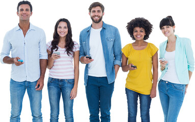 Obraz premium Creative colleagues with smartphones