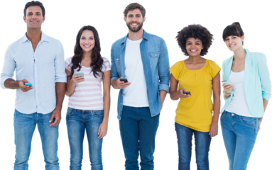 Creative colleagues with smartphones