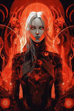 portrait of a woman in a red dress, generative ai