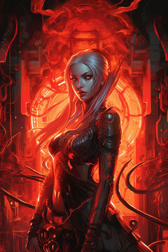 portrait of a woman in red dress, generative ai