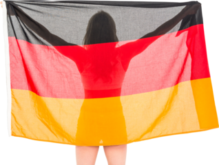 Athlete posing with german flag after victory