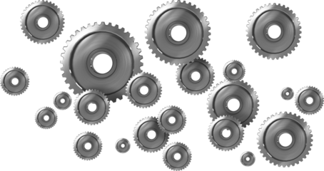 Vector image of shiny silver gears