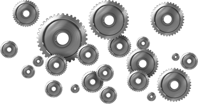 Vector image of shiny silver gears - Powered by Adobe