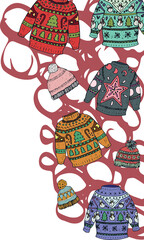 Warm clothing with christmas decoration print