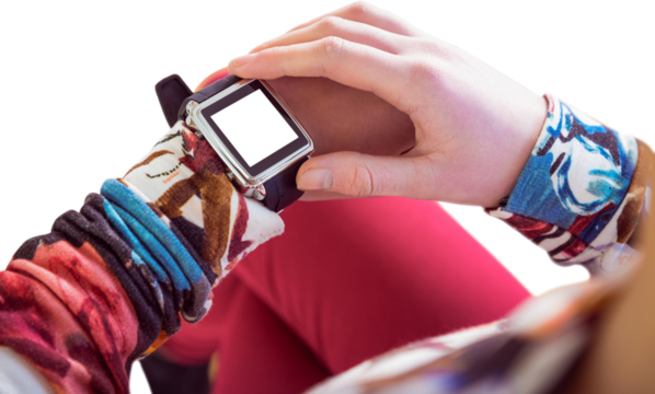 Woman using smart watch