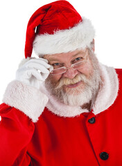 Santa Claus looking through spectacles