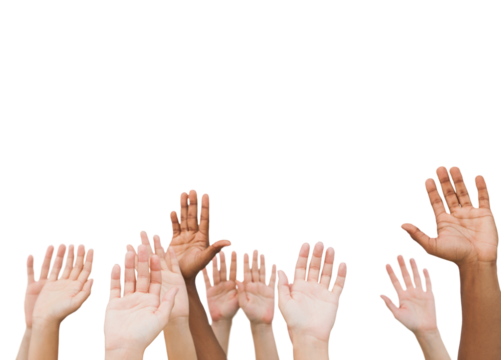Hands raising in the air