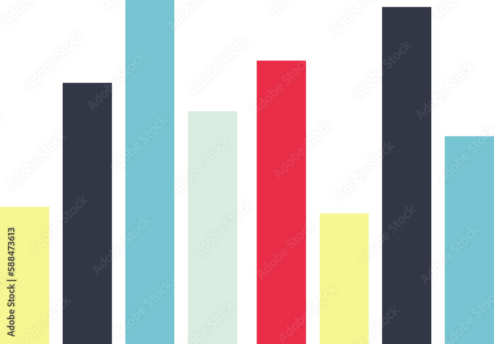 Poster digital composite image of multi colored bar graph