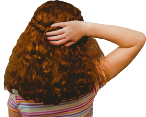 Brunette girl with hand behind head