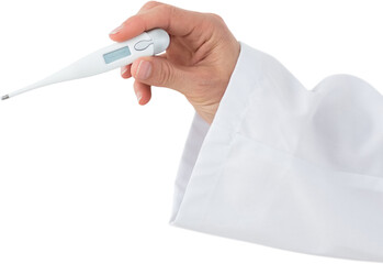 Cropped image of doctor holding thermometer 