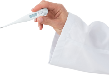 Cropped image of doctor holding thermometer 