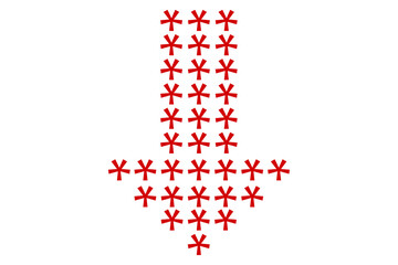 Red arrow sign with pattern