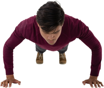 Full length of man doing push-ups