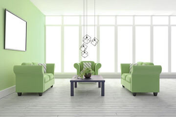 Digitally generated interior of modern living room