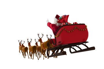 Santa Claus riding on sleigh with gift box © vectorfusionart