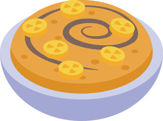 Cake banana split icon isometric vector. Vanilla fruit. Ice food