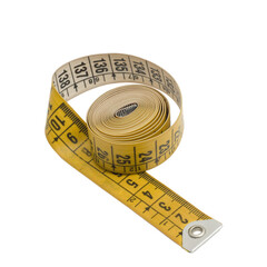tailor's tape measure rolled up on a transparent background