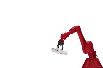 Red robotic hand with jigsaw puzzle