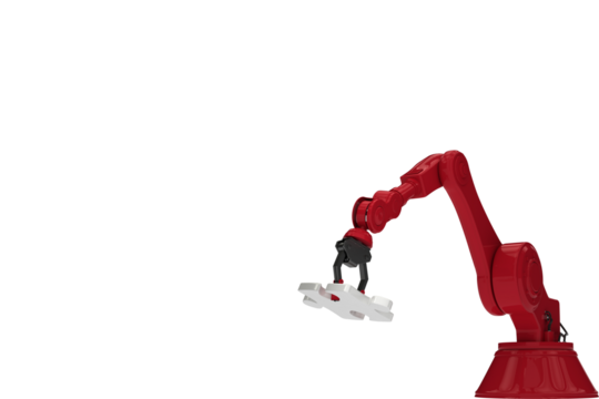 Red robotic hand with jigsaw puzzle - Powered by Adobe