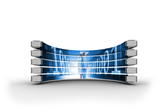 Business people on abstract screen