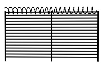 Graphic image of spiral barbed wire on fence
