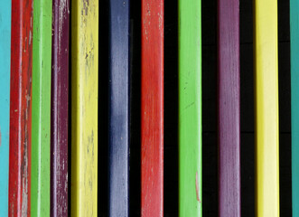 colored boards of a fence
