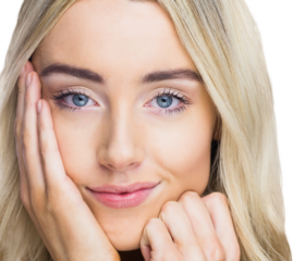 Smiling beautiful woman posing with natural makeup